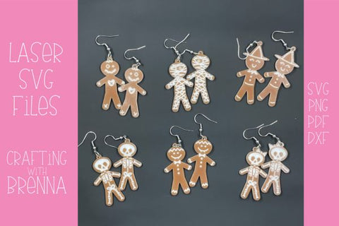 Gingerbread Halloween Earring Bundle Laser SVG Bundle SVG Crafting With Brenna 