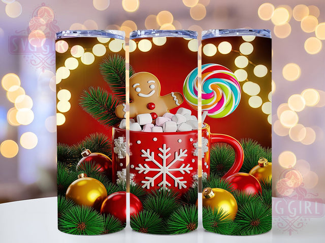 Gingerbread Hot Chocolate Christmas Tumbler, Cute Cookie Wrap, Cozy Holiday Mug Design, Sublimation Wrap, Festive Drinkware, Sweet Winter Gift, Sparkly Christmas Cup Sublimation SvggirlplusArt 