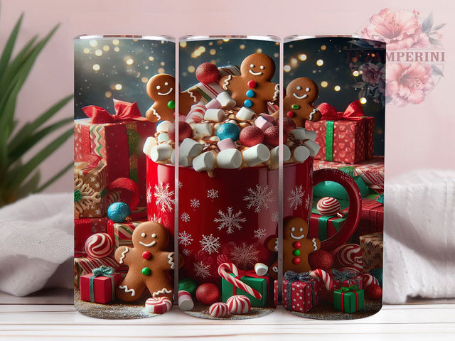 Gingerbread Hot Cocoa Tumbler, Hot Chocolate Holiday Wrap, Festive Cookie Sublimation Design, Sweet Christmas Cup, 20Oz Skinny Tumbler Wrap, Cozy Winter Mug, Cute Holiday Treat Design Sublimation Li Zamperini 