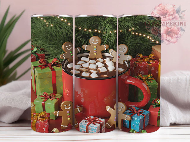 Gingerbread Hot Cocoa Tumbler, Hot Chocolate Holiday Wrap, Festive Cookie Sublimation Design, Sweet Christmas Cup, 20Oz Skinny Tumbler Wrap, Cozy Winter Mug, Cute Holiday Treat Design Sublimation Li Zamperini 