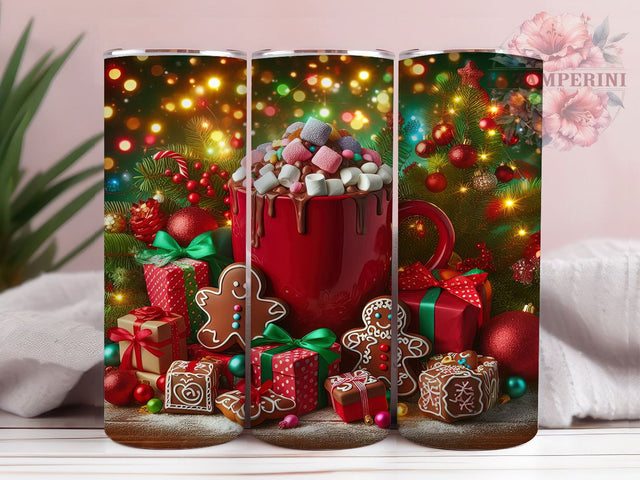 Gingerbread Hot Cocoa Tumbler, Hot Chocolate Holiday Wrap, Festive Cookie Sublimation Design, Sweet Christmas Cup, 20Oz Skinny Tumbler Wrap, Cozy Winter Mug, Cute Holiday Treat Design Sublimation Li Zamperini 