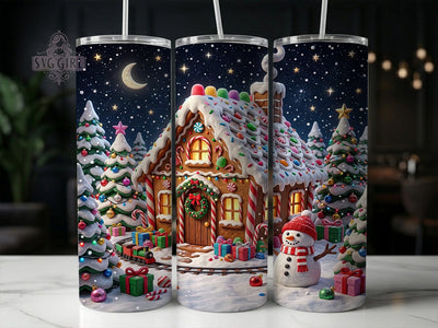 Gingerbread House 20oz Tumbler, Gingerbread House, Gingerbread Tumbler, Gingerbread PNG, Gingerbread Wrap, Holiday Gingerbread, 20oz Tumbler Wrap, Christmas Tumbler Sublimation SvggirlplusArt 