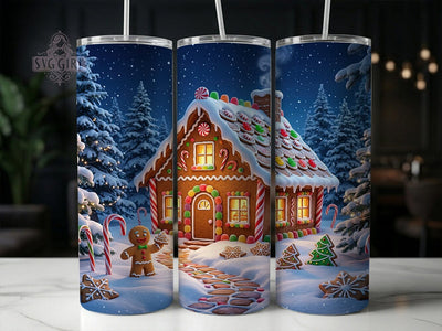 Gingerbread House 20oz Tumbler, Gingerbread House, Gingerbread Tumbler, Gingerbread PNG, Gingerbread Wrap, Holiday Gingerbread, 20oz Tumbler Wrap, Christmas Tumbler Sublimation SvggirlplusArt 