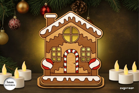 Gingerbread House Candle Holders Bundle SVG SvgOcean 