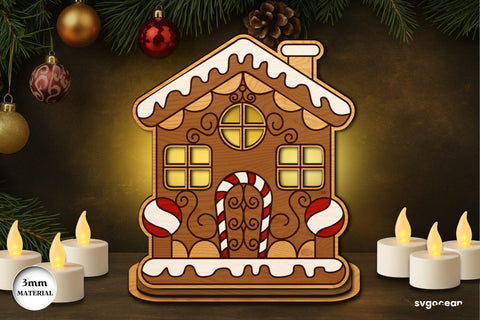 Gingerbread House Candle Holders Bundle SVG SvgOcean 