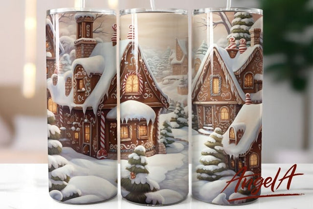 Gingerbread house / candy canes / Christmas tumbler wrap Sublimation Angelina Semenova 