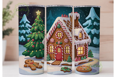 Gingerbread House Christmas 20oz Tumbler Sublimation PixelChick 