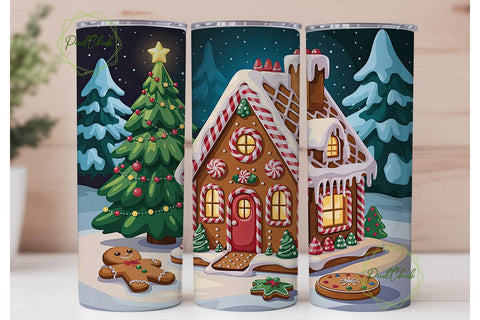 Gingerbread House Christmas 20oz Tumbler Sublimation PixelChick 