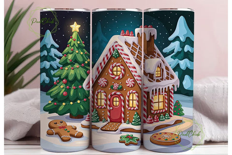 Gingerbread House Christmas 20oz Tumbler Sublimation PixelChick 
