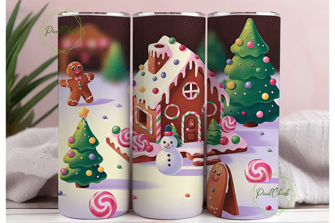 Gingerbread House Christmas 20oz Tumbler Sublimation PixelChick 