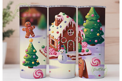 Gingerbread House Christmas 20oz Tumbler Sublimation PixelChick 