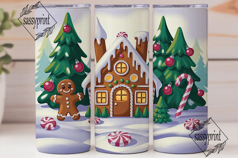 Gingerbread House Christmas 20oz Tumbler Sublimation sassyprint 
