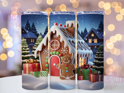 Gingerbread House Christmas Tumbler, Christmas Wrap, Holiday Design, Festive Tumbler, Winter Pattern, 20oz Tumbler, Sublimation Print Sublimation SvggirlplusArt 
