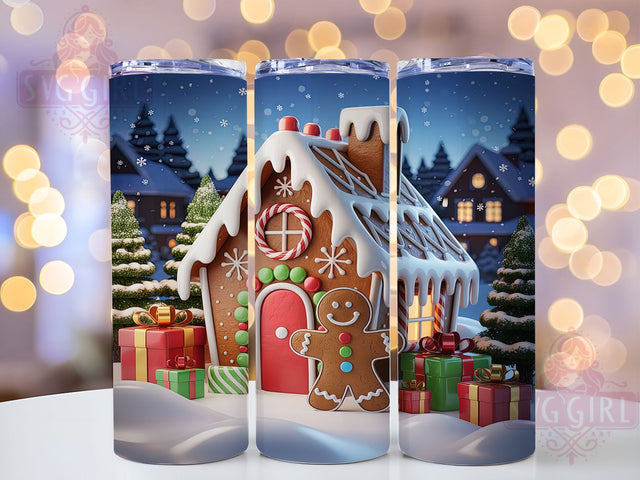 Gingerbread House Christmas Tumbler, Christmas Wrap, Holiday Design, Festive Tumbler, Winter Pattern, 20oz Tumbler, Sublimation Print Sublimation SvggirlplusArt 