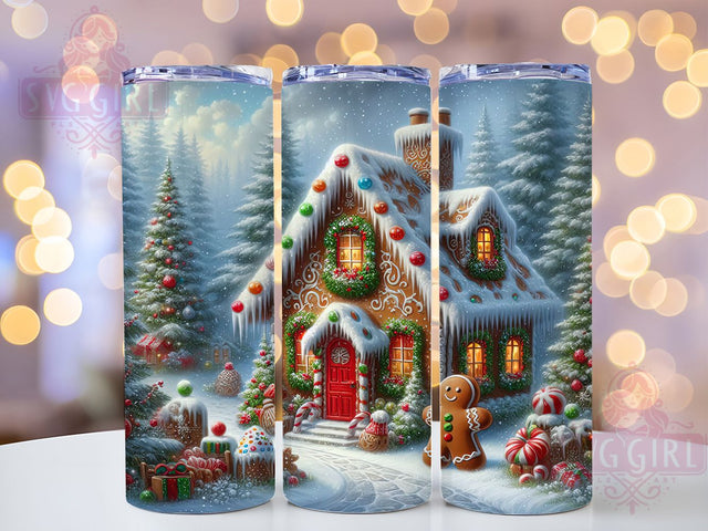 Gingerbread House Christmas Tumbler, Christmas Wrap, Holiday Design, Festive Tumbler, Winter Pattern, 20oz Tumbler, Sublimation Print Sublimation SvggirlplusArt 