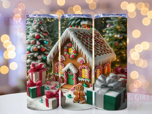 Gingerbread House Christmas Tumbler, Christmas Wrap, Holiday Design, Festive Tumbler, Winter Pattern, 20oz Tumbler, Sublimation Print Sublimation SvggirlplusArt 