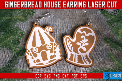 Gingerbread House Earrings Bundle | Christmas Earrings | Jewelry | Christmas Gift | CNC Files SVG Fly Design 