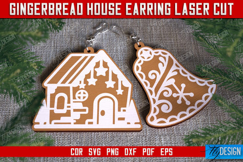 Gingerbread House Earrings Bundle | Christmas Earrings | Jewelry | Christmas Gift | CNC Files SVG Fly Design 