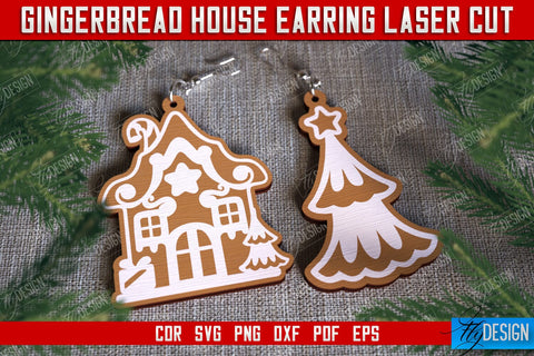 Gingerbread House Earrings Bundle | Christmas Earrings | Jewelry | Christmas Gift | CNC Files SVG Fly Design 