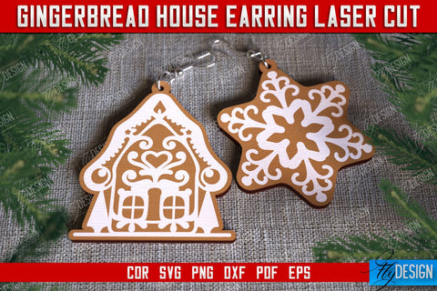 Gingerbread House Earrings Bundle | Christmas Earrings | Jewelry | Christmas Gift | CNC Files SVG Fly Design 