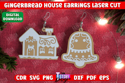 Gingerbread House Earrings Bundle | Christmas Earrings | Jewelry | Christmas Gift | CNC Files SVG The T Store Design 