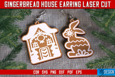 Gingerbread House Earrings | Christmas Earrings | Jewelry | Christmas Gift | CNC File SVG Fly Design 