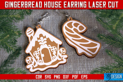 Gingerbread House Earrings | Christmas Earrings | Jewelry | Christmas Gift | CNC File SVG Fly Design 