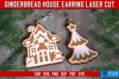 Gingerbread House Earrings | Christmas Earrings | Jewelry | Christmas Gift | CNC File SVG Fly Design 