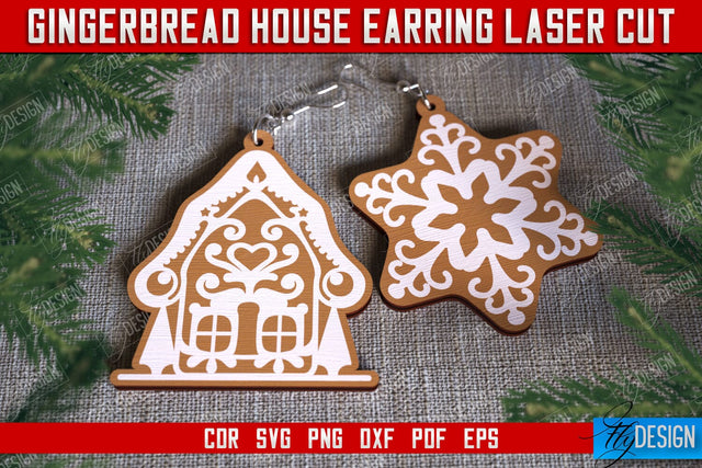 Gingerbread House Earrings | Christmas Earrings | Jewelry | Christmas Gift | CNC File SVG Fly Design 