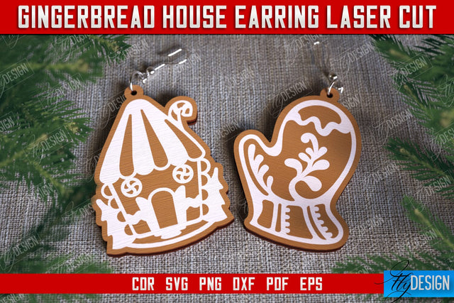 Gingerbread House Earrings | Christmas Earrings | Jewelry | Christmas Gift | CNC File SVG Fly Design 