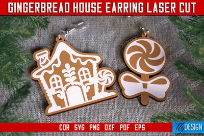 Gingerbread House Earrings | Christmas Earrings | Jewelry | Christmas Gift | CNC File SVG Fly Design 