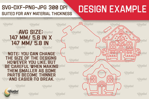 Gingerbread House Laser Cut Design. Merry Christmas SVG SVG Evgenyia Guschina 