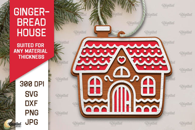 Gingerbread House Laser Cut Design. Merry Christmas SVG SVG Evgenyia Guschina 