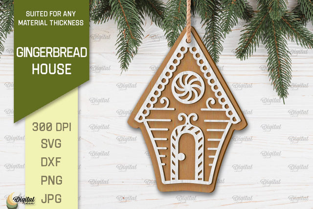 Gingerbread House Laser Cut Design. Merry Christmas SVG SVG Evgenyia Guschina 