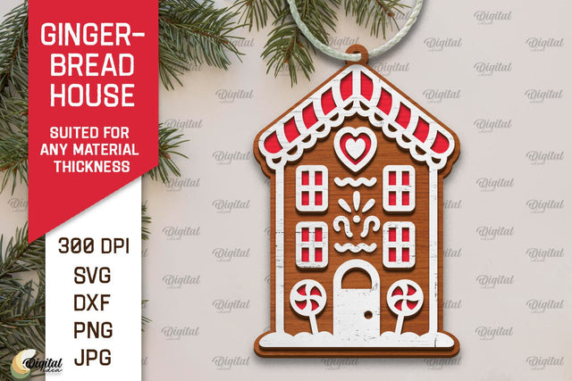 Gingerbread House Laser Cut Design. Merry Christmas SVG SVG Evgenyia Guschina 