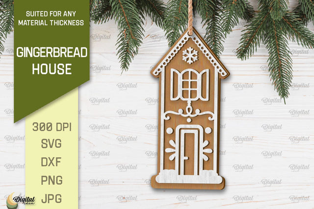 Gingerbread House Laser Cut Design. Merry Christmas SVG SVG Evgenyia Guschina 