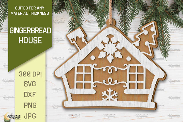 Gingerbread House Laser Cut Design. Merry Christmas SVG SVG Evgenyia Guschina 