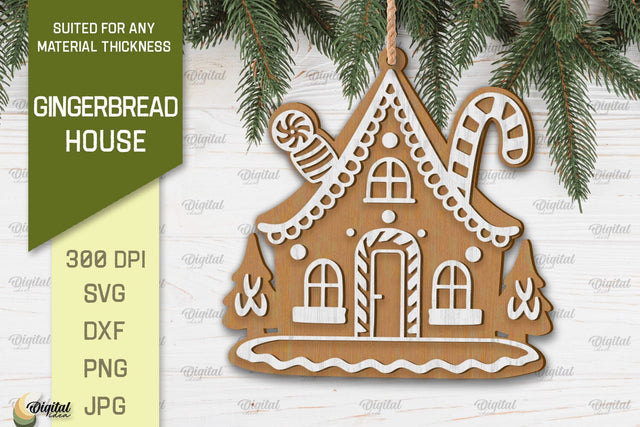 Gingerbread House Laser Cut Design. Merry Christmas SVG SVG Evgenyia Guschina 