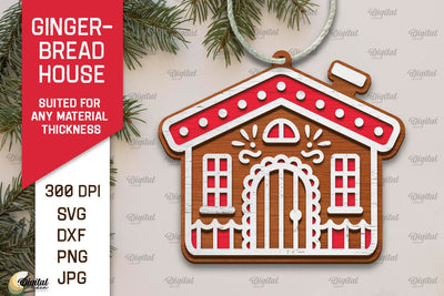 Gingerbread House Laser Cut Design. Merry Christmas SVG SVG Evgenyia Guschina 