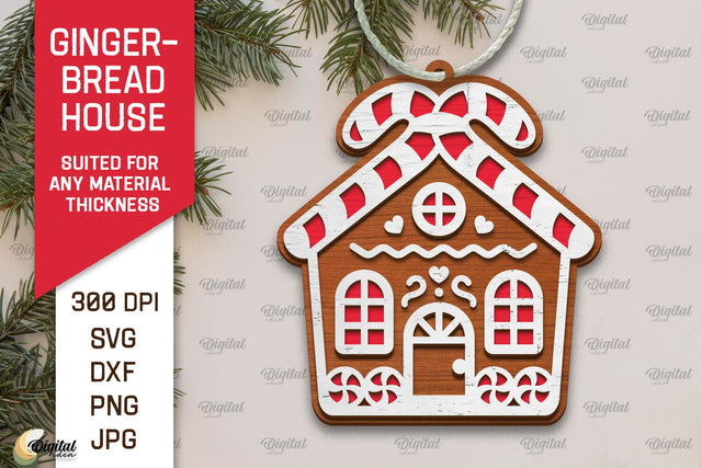 Gingerbread House Laser Cut Design. Merry Christmas SVG SVG Evgenyia Guschina 