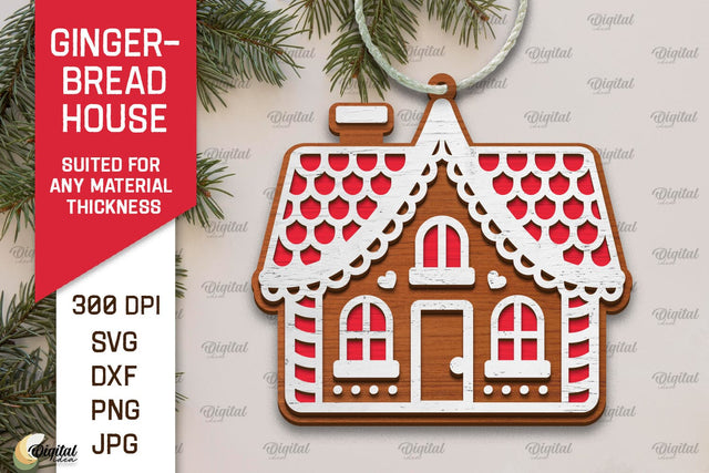Gingerbread House Laser Cut Design. Merry Christmas SVG SVG Evgenyia Guschina 