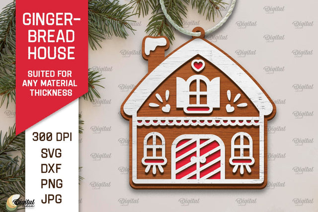 Gingerbread House Laser Cut Design. Merry Christmas SVG SVG Evgenyia Guschina 