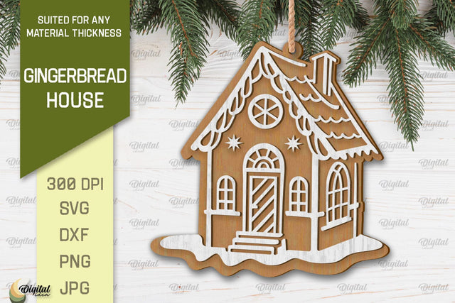 Gingerbread House Laser Cut Design. Merry Christmas SVG SVG Evgenyia Guschina 