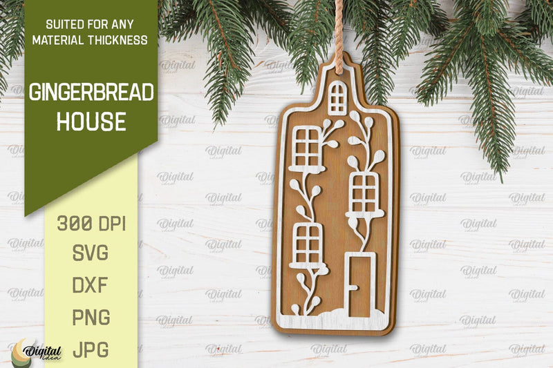Gingerbread House Laser Cut Design. Merry Christmas SVG SVG Evgenyia Guschina 