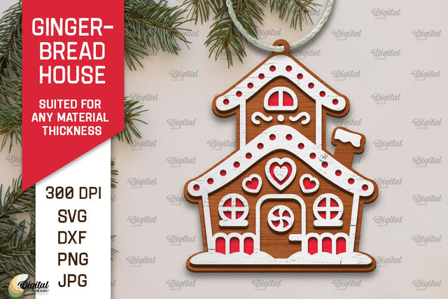 Gingerbread House Laser Cut Design. Merry Christmas SVG SVG Evgenyia Guschina 