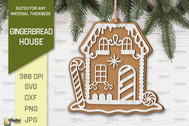 Gingerbread House Laser Cut Design. Merry Christmas SVG SVG Evgenyia Guschina 