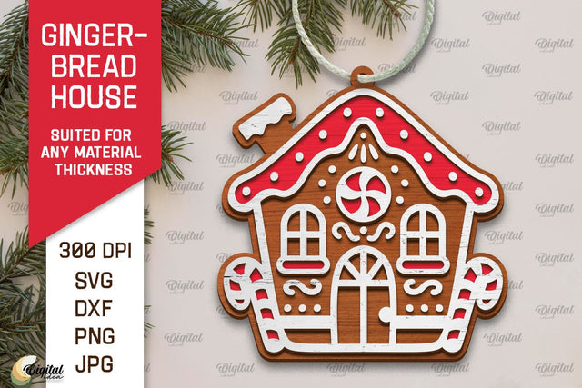 Gingerbread House Laser Cut Design. Merry Christmas SVG SVG Evgenyia Guschina 