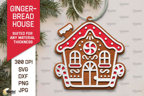 Gingerbread House Laser Cut Design. Merry Christmas SVG SVG Evgenyia Guschina 