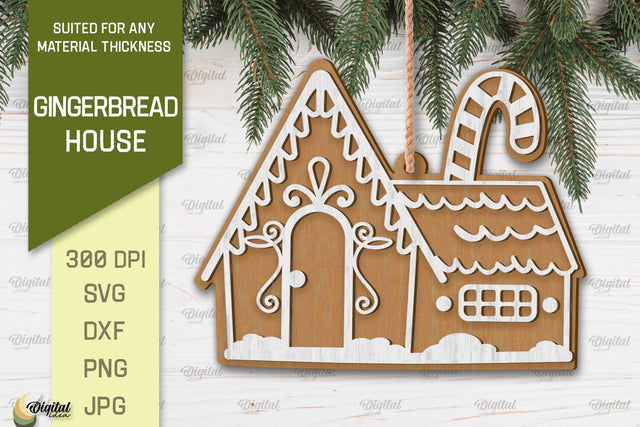 Gingerbread House Laser Cut Design. Merry Christmas SVG SVG Evgenyia Guschina 