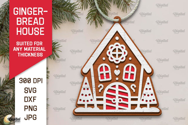 Gingerbread House Laser Cut Design. Merry Christmas SVG SVG Evgenyia Guschina 